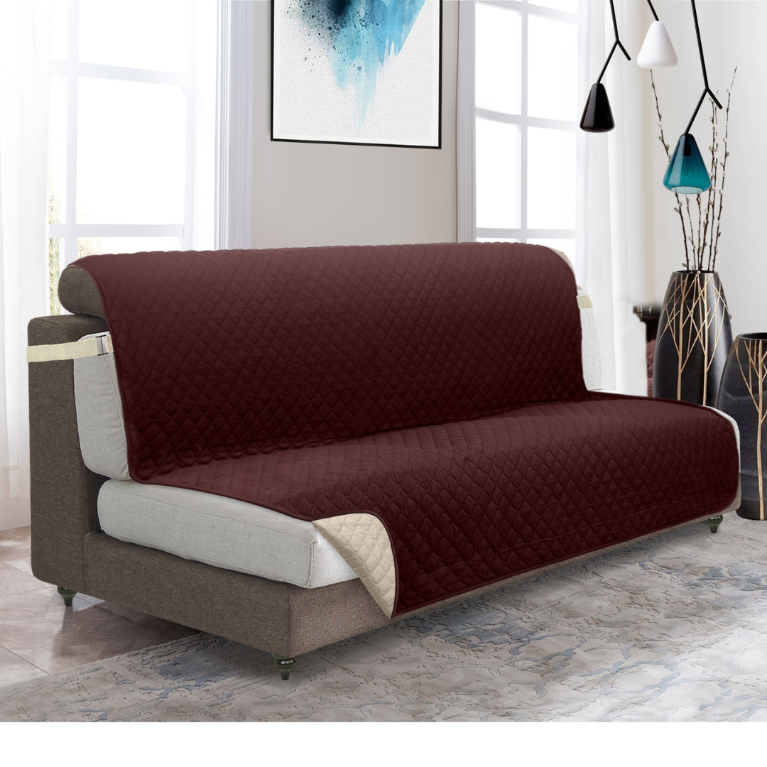 NEW Upgraded CouchTops™ Couch Cover with Side Pockets, Back Straps, Anti-Slip Fit, Reversible 2-in-1 Colors, Soft Padded Lining, Machine-Washable & Dryer-Safe Furniture Protector