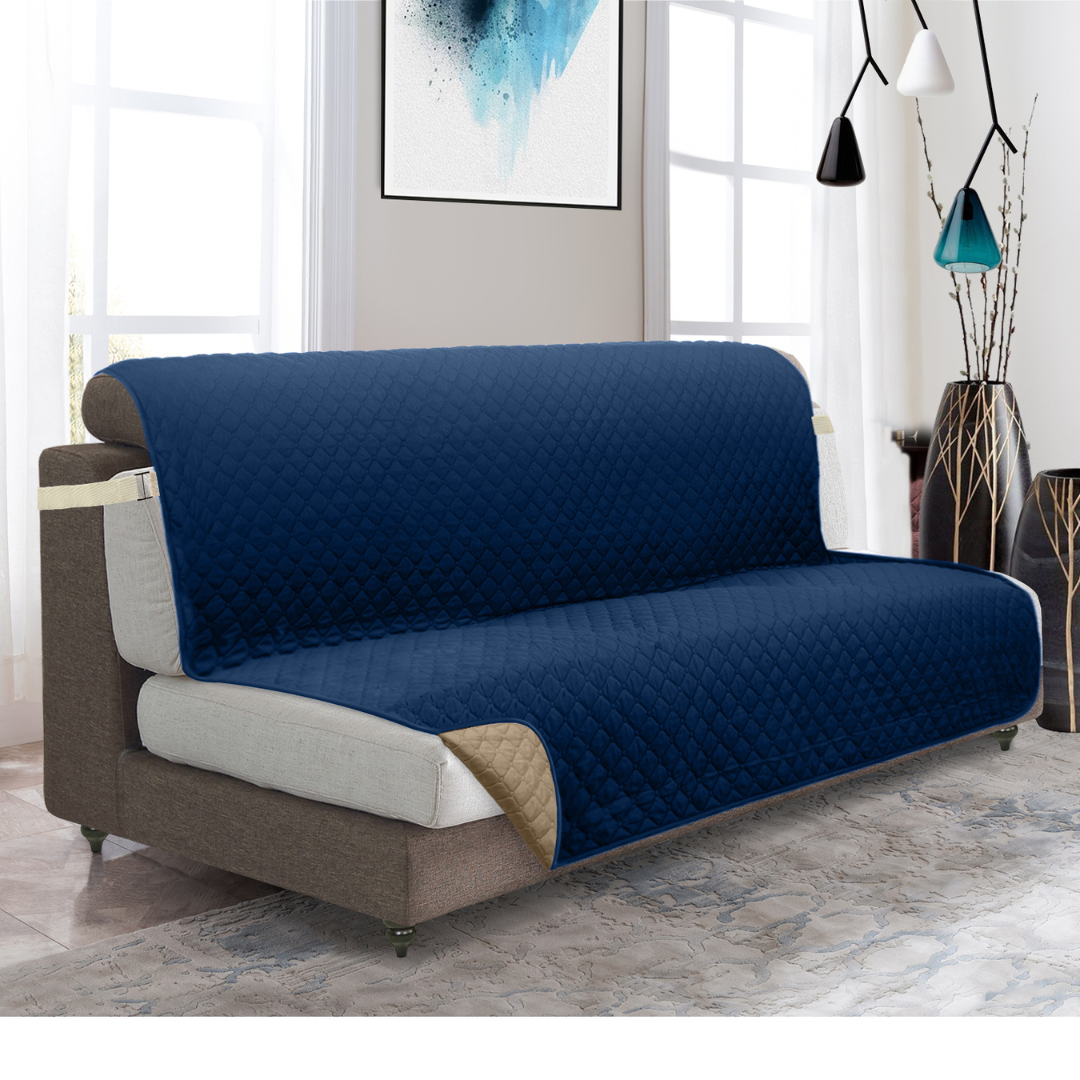 NEW Upgraded CouchTops™ Couch Cover with Side Pockets, Back Straps, Anti-Slip Fit, Reversible 2-in-1 Colors, Soft Padded Lining, Machine-Washable & Dryer-Safe Furniture Protector