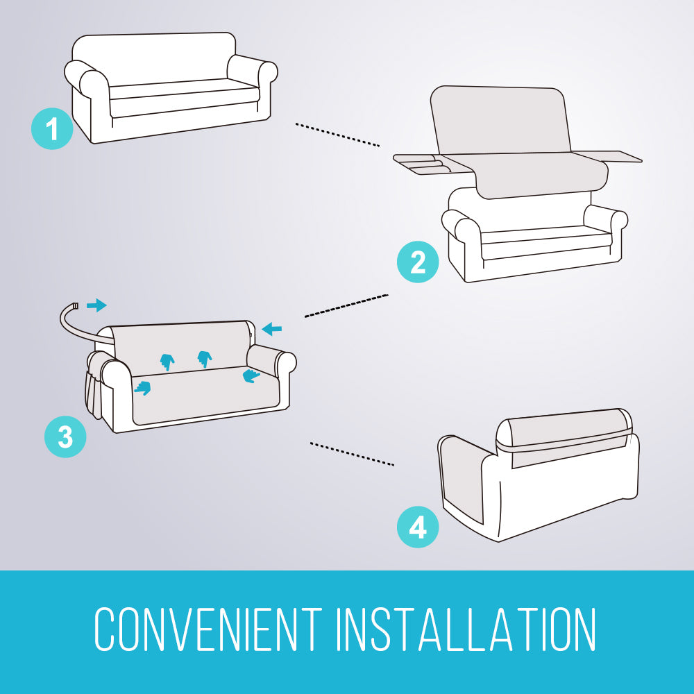 NEW Upgraded CouchTops™ Couch Cover with Side Pockets, Back Straps, Anti-Slip Fit, Reversible 2-in-1 Colors, Soft Padded Lining, Machine-Washable & Dryer-Safe Furniture Protector