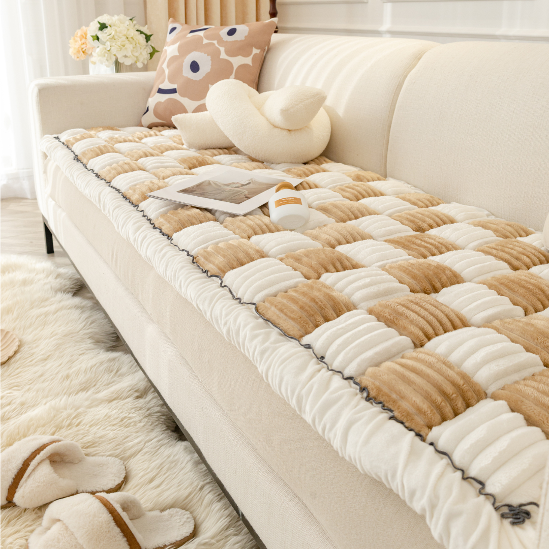 NEW 2-in-1 Furniture Protector & Bed Couch Cover with Thick Orthopedic Padding, Non-Slip Grip, Scratch-Resistant Surface & Machine-Washable Fabric