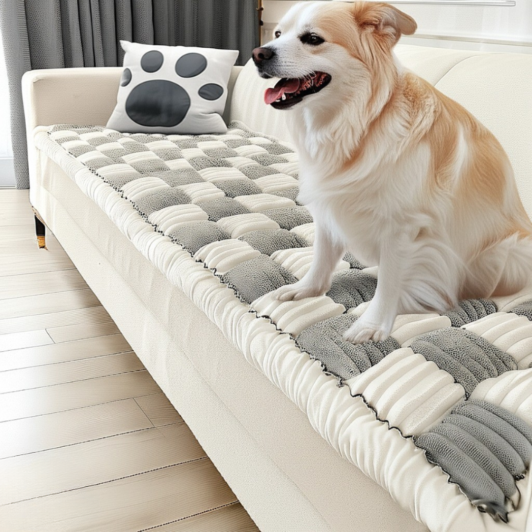 NEW 2-in-1 Furniture Protector & Bed Couch Cover with Thick Orthopedic Padding, Non-Slip Grip, Scratch-Resistant Surface & Machine-Washable Fabric