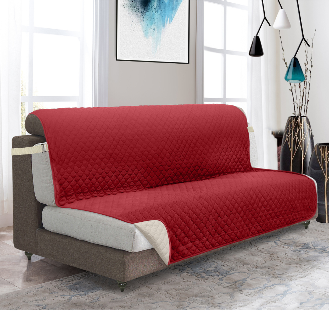 NEW Upgraded CouchTops™ Couch Cover with Side Pockets, Back Straps, Anti-Slip Fit, Reversible 2-in-1 Colors, Soft Padded Lining, Machine-Washable & Dryer-Safe Furniture Protector