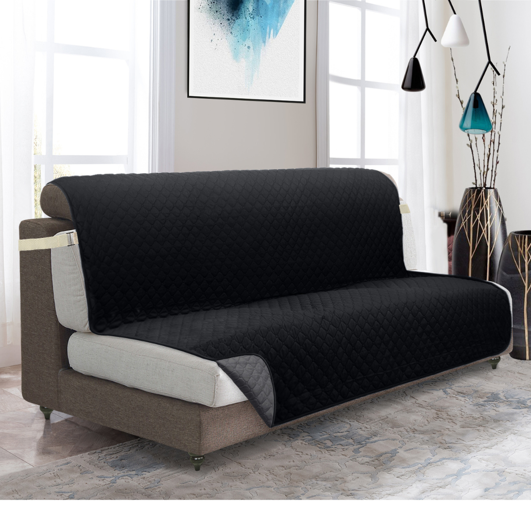 NEW Upgraded CouchTops™ Couch Cover with Side Pockets, Back Straps, Anti-Slip Fit, Reversible 2-in-1 Colors, Soft Padded Lining, Machine-Washable & Dryer-Safe Furniture Protector