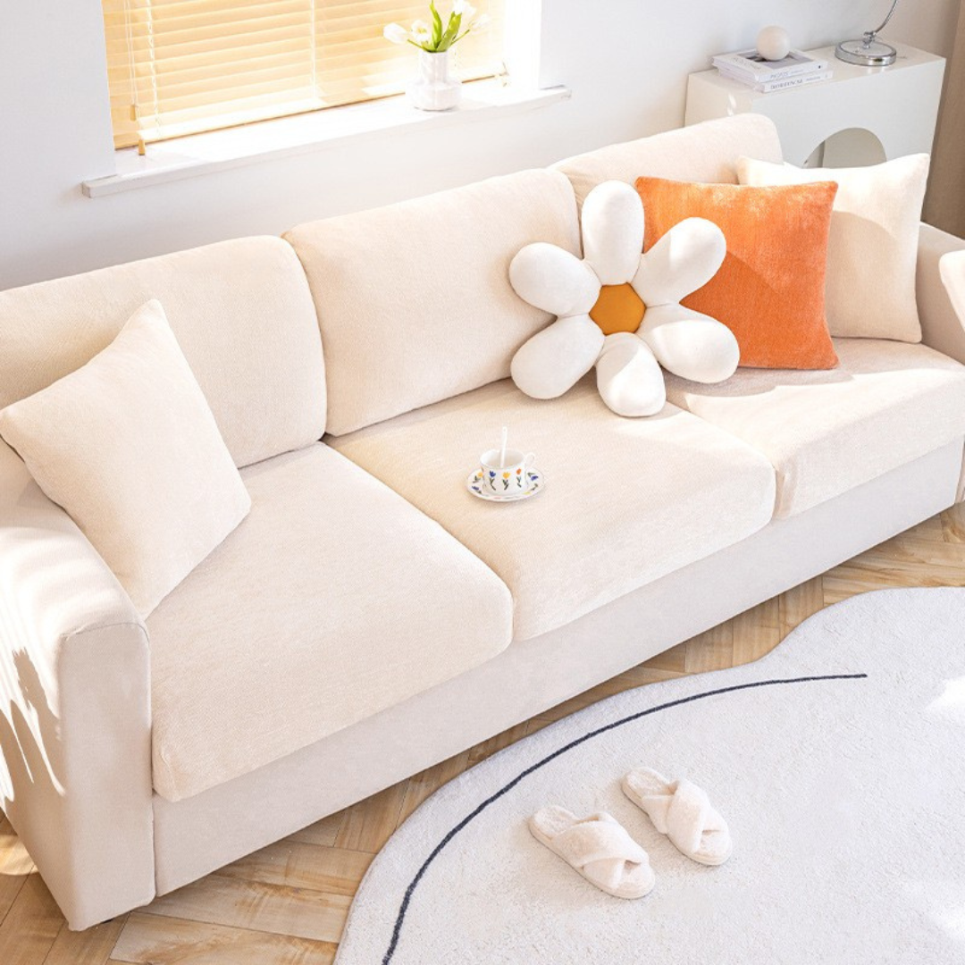 White Plush Covers | Couch Tops