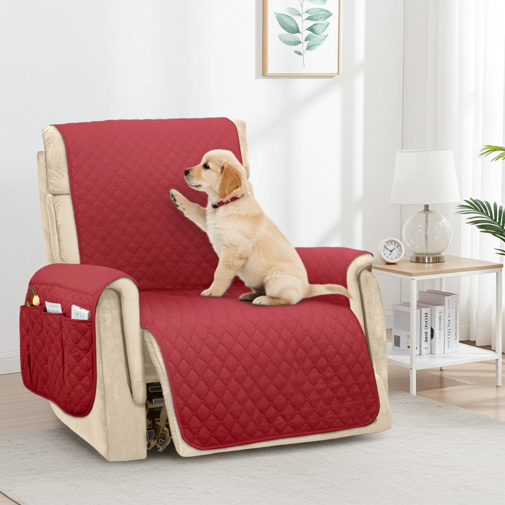 NEW Upgraded CouchTops™ Couch Cover with Side Pockets, Back Straps, Anti-Slip Fit, Reversible 2-in-1 Colors, Soft Padded Lining, Machine-Washable & Dryer-Safe Furniture Protector