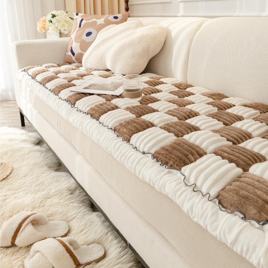 NEW 2-in-1 Furniture Protector & Bed Couch Cover with Thick Orthopedic Padding, Non-Slip Grip, Scratch-Resistant Surface & Machine-Washable Fabric