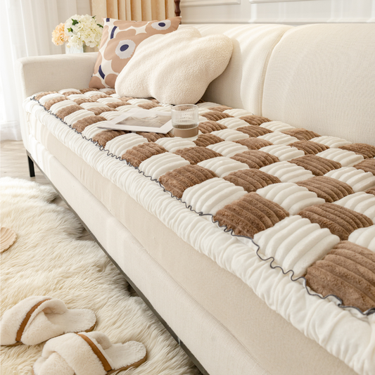 NEW 2-in-1 Furniture Protector & Bed Couch Cover with Thick Orthopedic Padding, Non-Slip Grip, Scratch-Resistant Surface & Machine-Washable Fabric