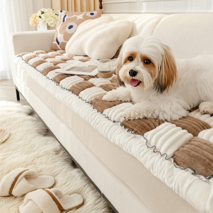 NEW 2-in-1 Furniture Protector & Bed Couch Cover with Thick Orthopedic Padding, Non-Slip Grip, Scratch-Resistant Surface & Machine-Washable Fabric