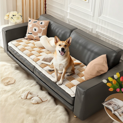 NEW 2-in-1 Furniture Protector & Bed Couch Cover with Thick Orthopedic Padding, Non-Slip Grip, Scratch-Resistant Surface & Machine-Washable Fabric