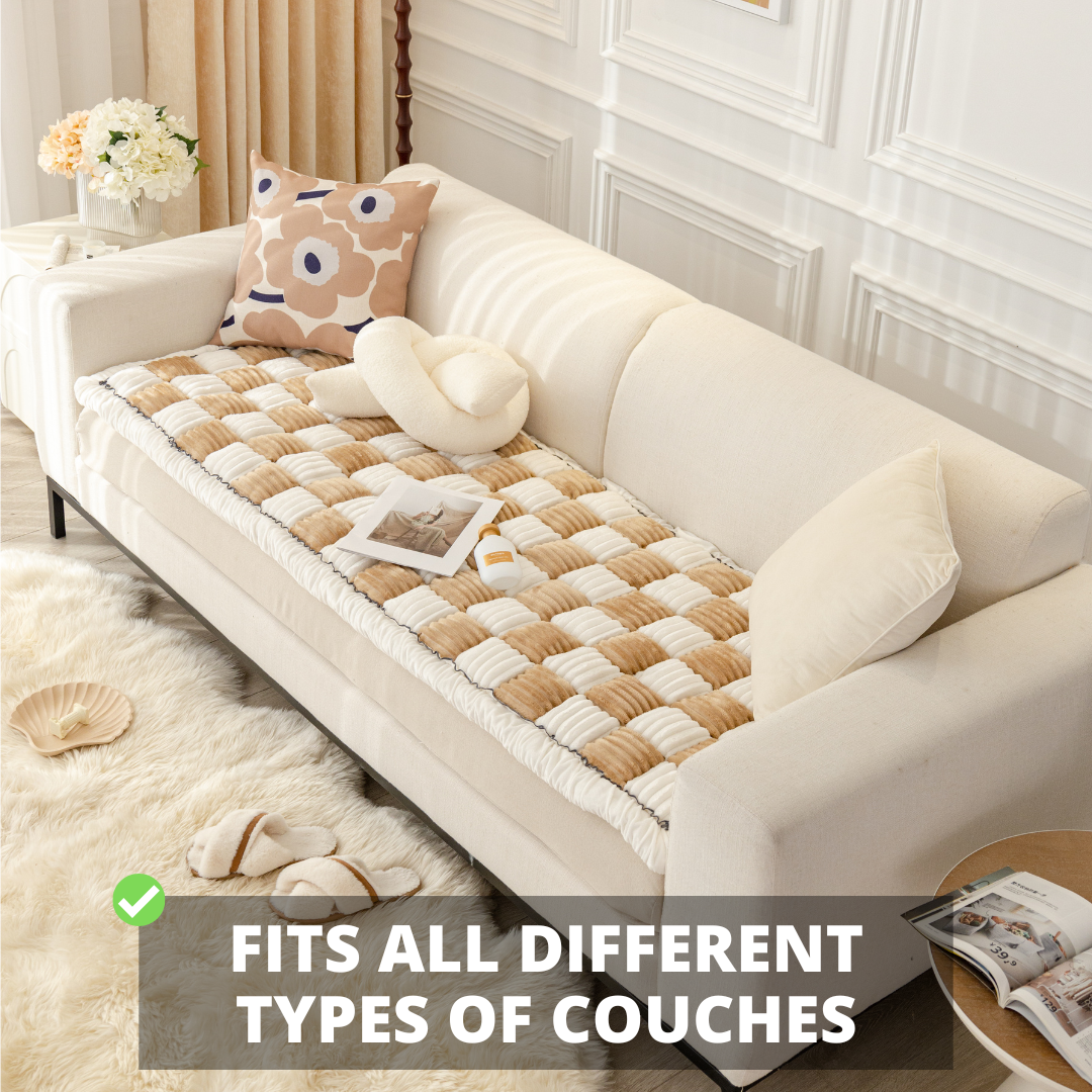 NEW 2-in-1 Furniture Protector & Bed Couch Cover with Thick Orthopedic Padding, Non-Slip Grip, Scratch-Resistant Surface & Machine-Washable Fabric